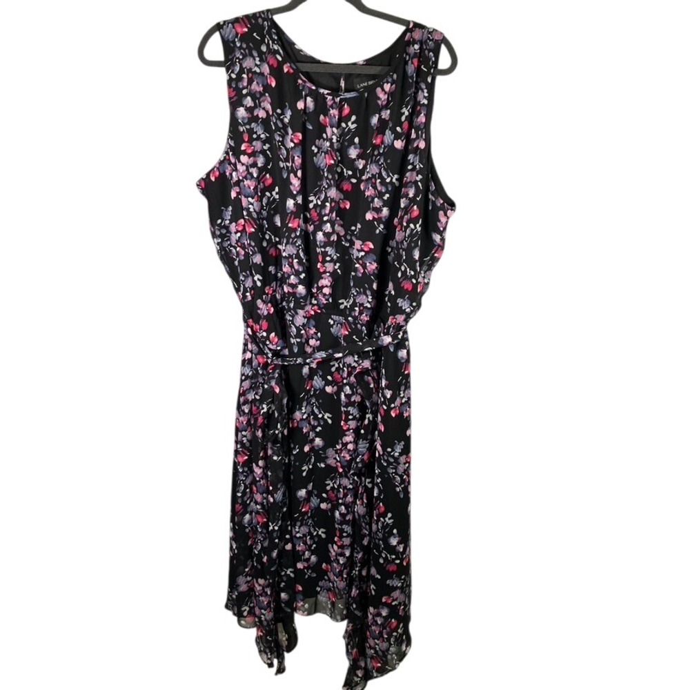 Lane Bryant Black Floral Sleeveless Midi Dress Plus Size‎ 28 Career Classic